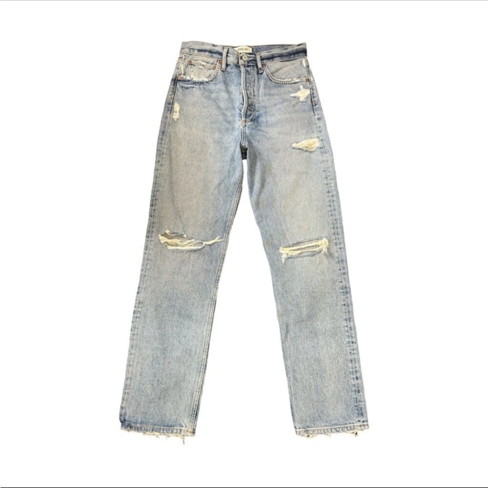 Agolde 90s Mid Rise Ripped Jeans Loose Fit Light Wash - Picture 6 of 13